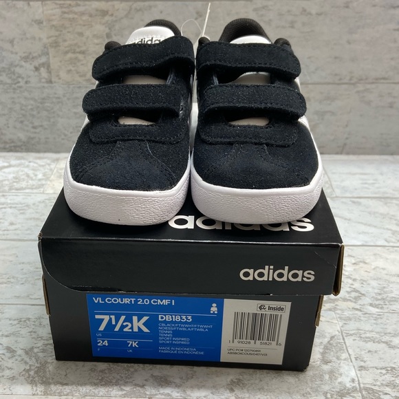 Adidas toddlers VL Court 2.0  black & white shoes - Picture 8 of 8